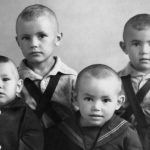 Андрюша Кикин с братьями-сибиряками Мурашовыми, Тулун, 1962. 
