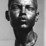 «Борька», головка мальчика, чеканный чугун, 1954г. НГХМ. 