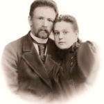 Виктор Васильевич Кикин и Анна Яковлевна Ходакова-Кикина в день свадьбы, 1896. 