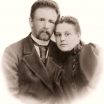 Виктор Васильевич Кикин и Анна Яковлевна Ходакова-Кикина в день свадьбы, 1896г. 