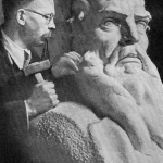 Работа над бюстом К.Минина, мрамор, 1950г. 