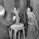 Работа над скульптурной композицией «Алёша Пешков». Горький, 1955-56гг. 